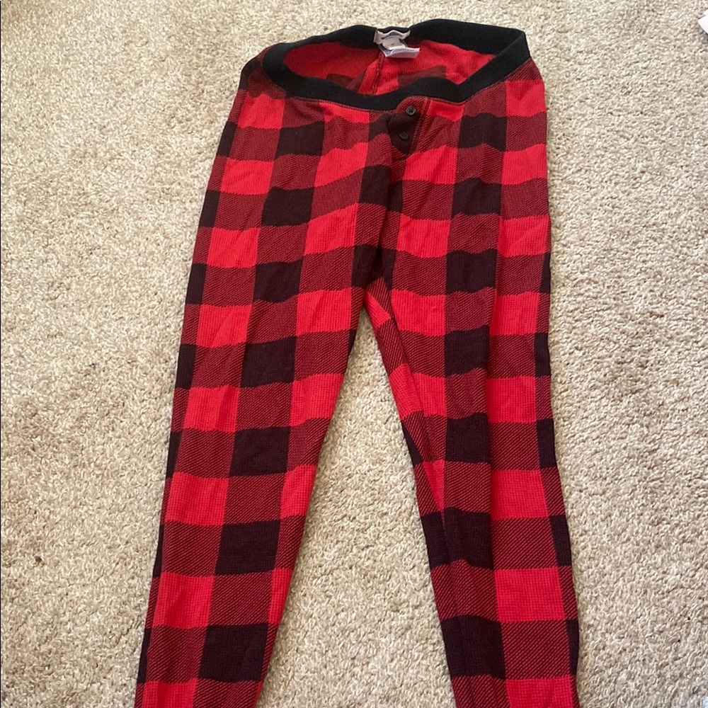 Old Navy Red and Black Plaid under the belly maternity Pajama leggings